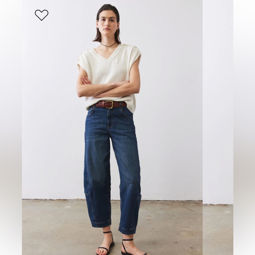 High-Rise Cropped Wide-Leg Jeans - Dark Blue